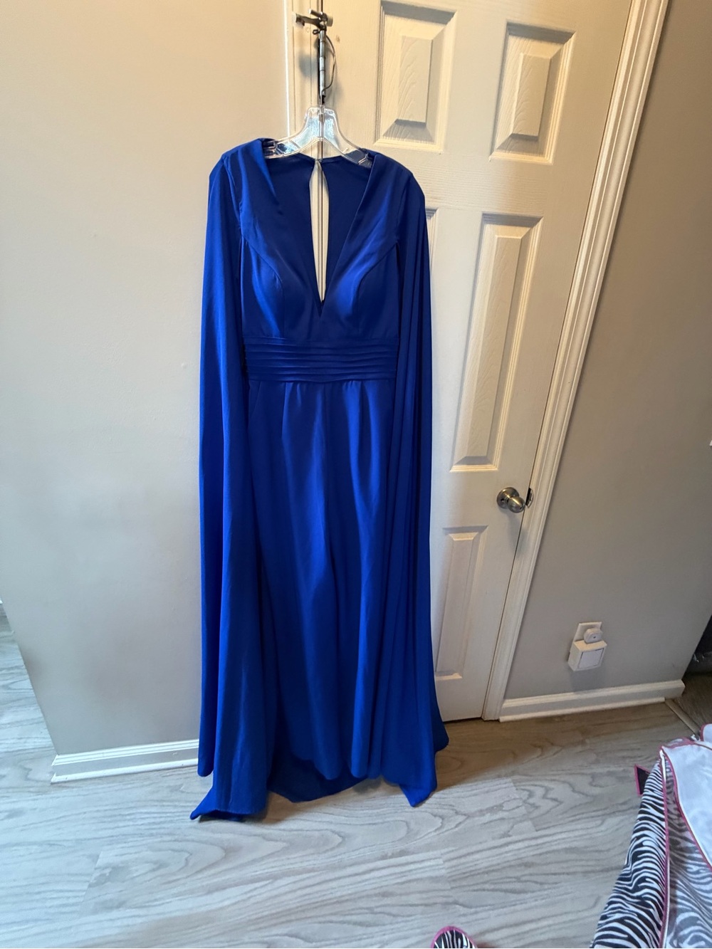 Elegant Royal Blue Prom Jumpsuit/Dress with Cape